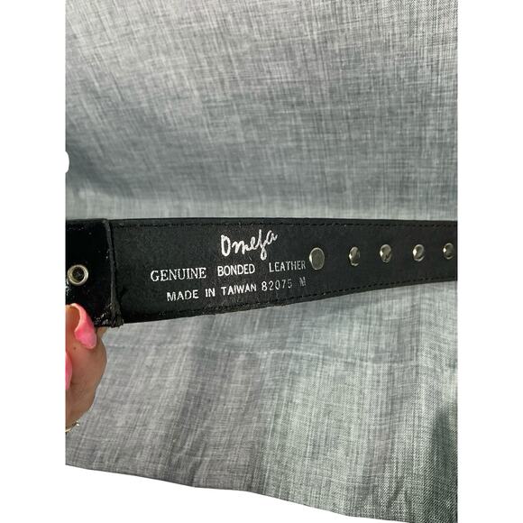 Omega Leather Gold And Silver Tone Color Stone Belt Womens Size M 34-36 in main image 7